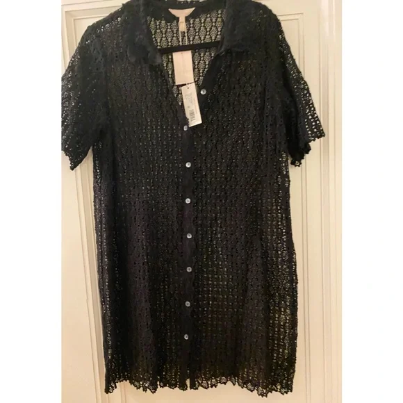 Rebecca Taylor Women's Pina Embroidered Shirt Dress - Black - Size XL